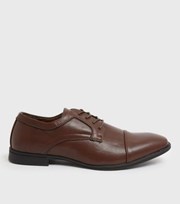 New Look Dark Brown Leather-Look Oxford Shoes